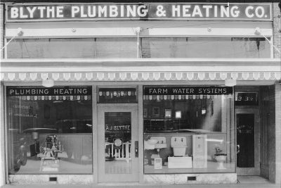 Historic photo of the original Blythe Mechanical storefront, representing more than 100 years of service and history in Northwest Washington.